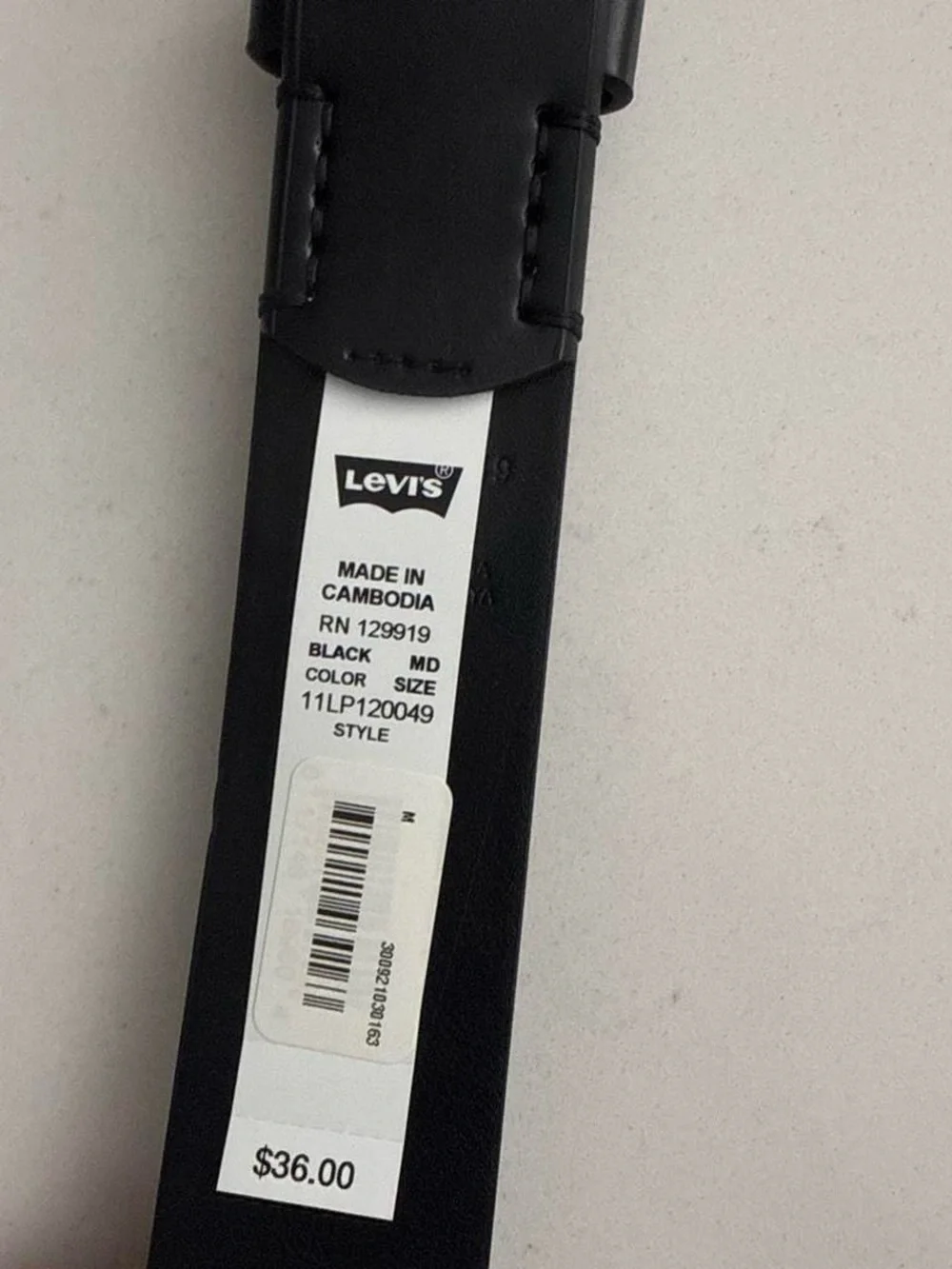 NWT Levi's Black faux Leather Belt with Silver Buckle Size 34-36